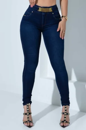 Calça Skinny Modeladora com Correntes Pit Bull