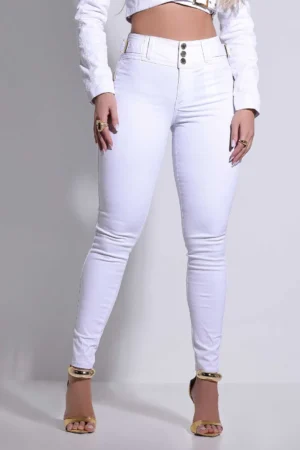 Calça Branca com Detalhes Dourados – Pitbull