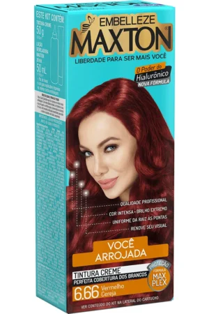 Tinta de Cabelo Maxton Ruiva Arrojada Vermelho Cereja 6.66