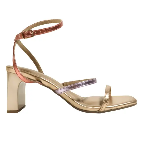 Sandália Beira Rio Gold Pink Metalizada - Imagem 3
