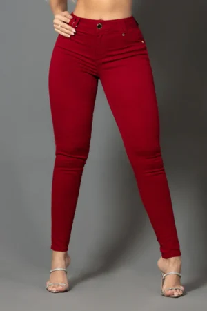 Pitbull Calça Jeans Vermelha com Efeito Empina Bumbum