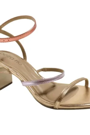 Sandália Beira Rio Gold Pink Metalizada