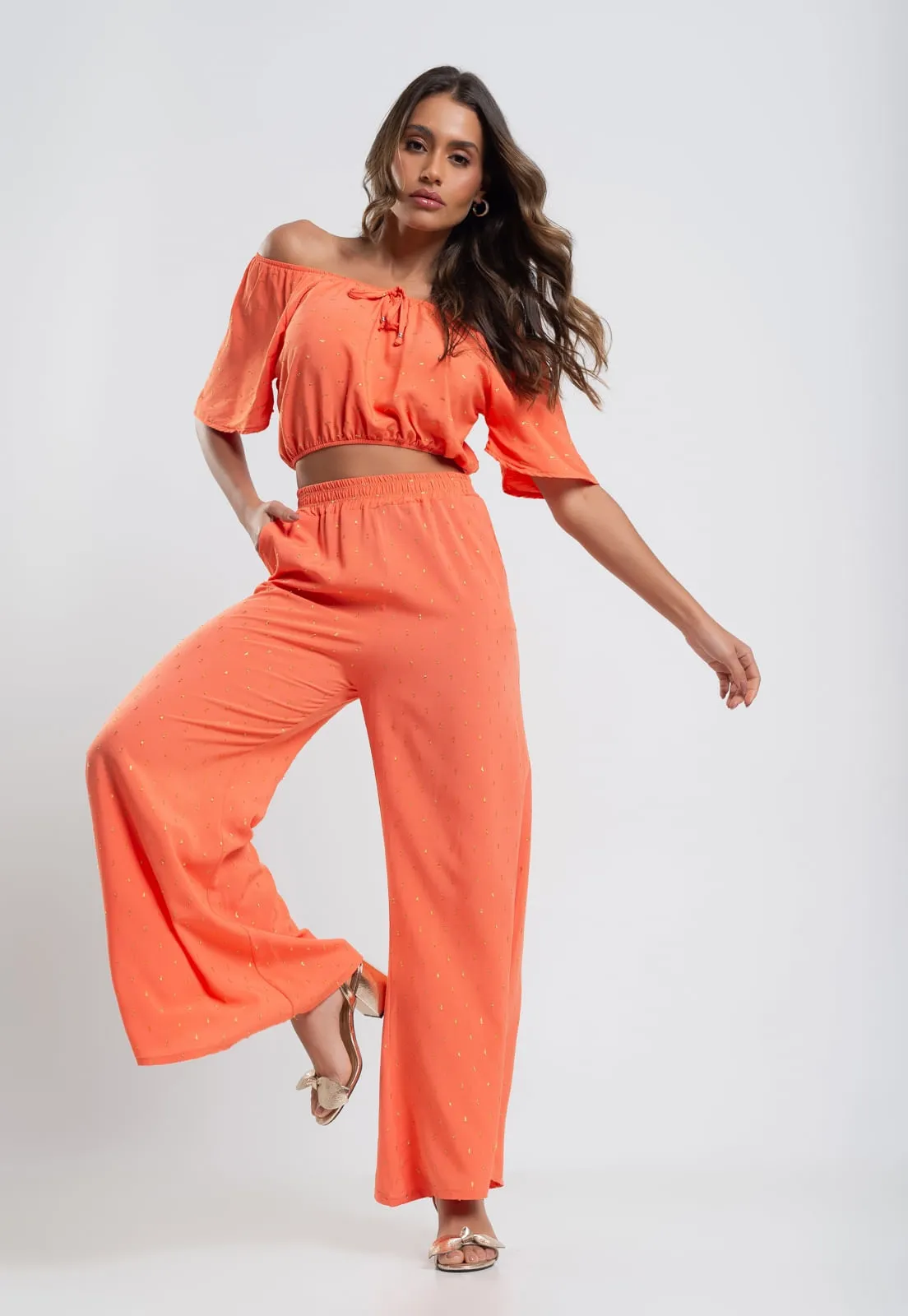 Cropped blusa Ciganinha Lurex Salvatore Fashion - Imagem 5