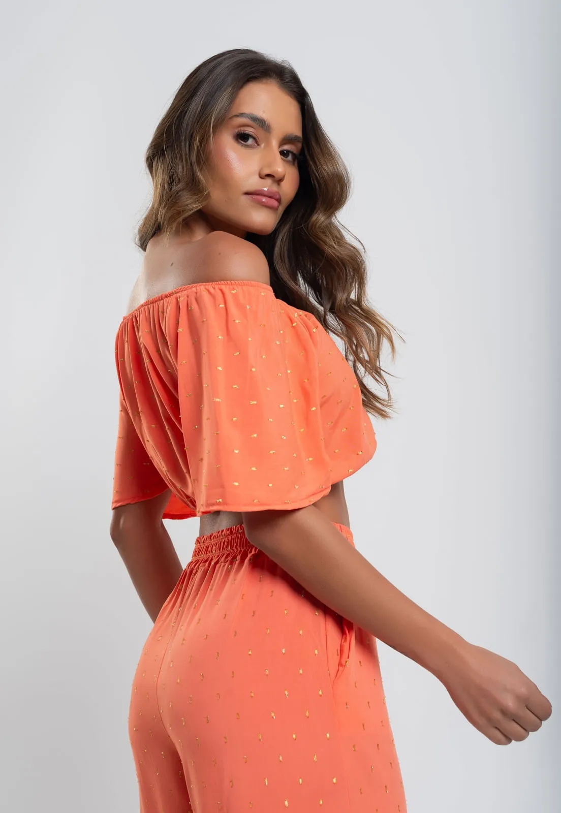 Cropped blusa Ciganinha Lurex Salvatore Fashion - Imagem 4