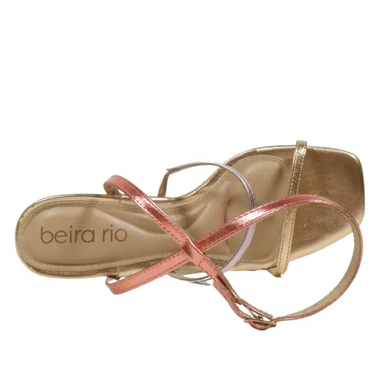 Sandália Beira Rio Gold Pink Metalizada - Imagem 4