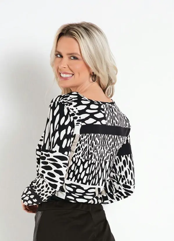 Blusa Mix de Estampas com Gota no Decote - Imagem 2