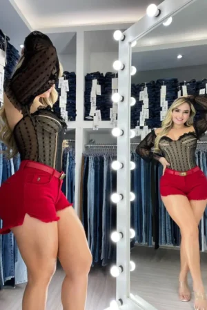 Short Jeans Feminino Colors Collection – Vermelho – Models – SH050