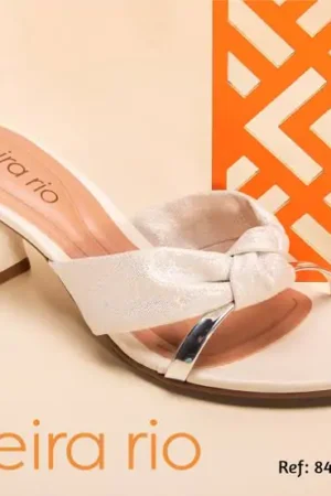 Sandalia Tamanco Salto Taça Strass Beira Rio Conforto
