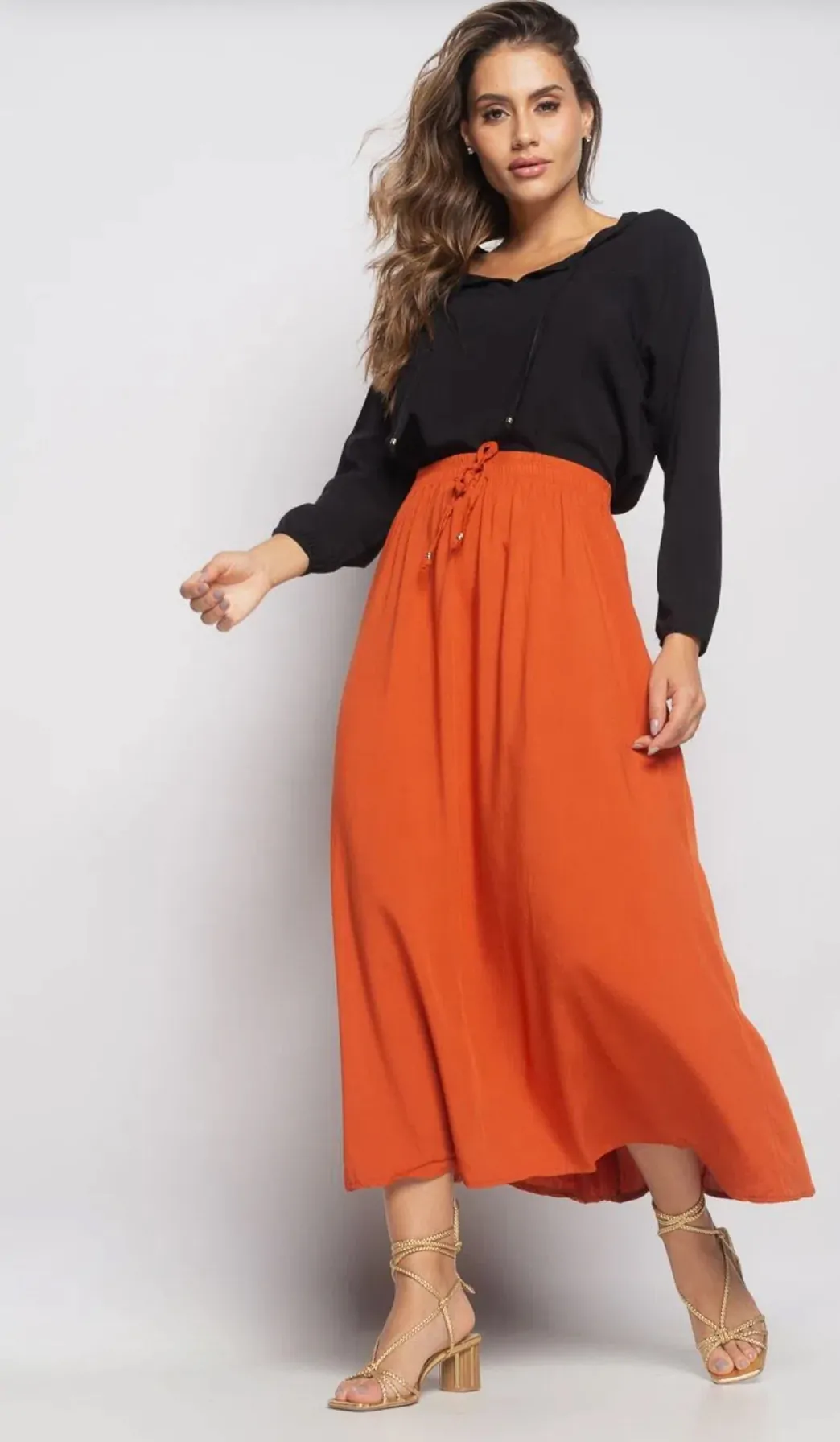 Blusa gola V manga longa Viscolinho Salvatore - Imagem 2