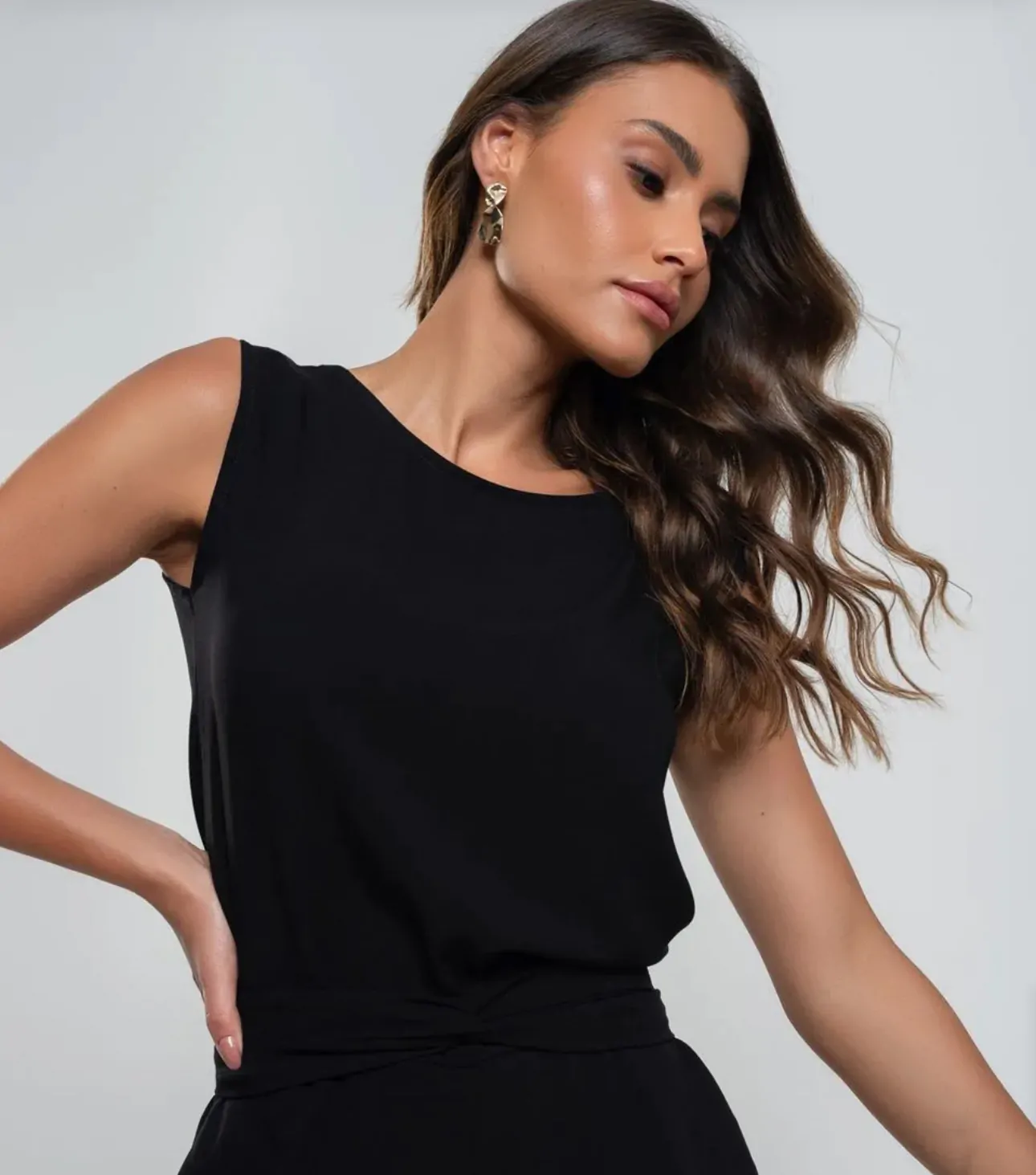 Regata Viscolinho Alças Largas Salvatore Fashion