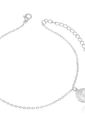 Tornozeleira Pendente Fé folheado Prata 1000