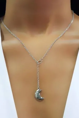 Colar gravatinha Lua Aço Inox