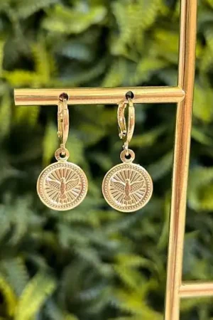 Brinco Argolinha Mandala Espírito Santo banhado ouro 18K