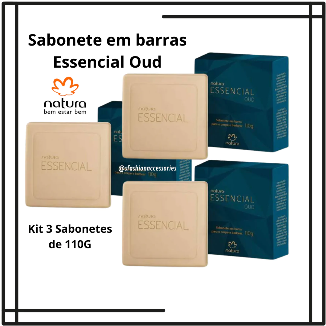 3 Sabonetes em Barra Corpo e Barbear Essencial Oud Natura Masc 110g