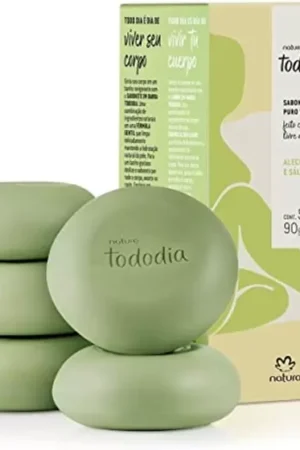 Sabonete em Barra Puro Vegetal Tododia Alecrim e Sálvia – 5 unidades de 90 g cada – Natura
