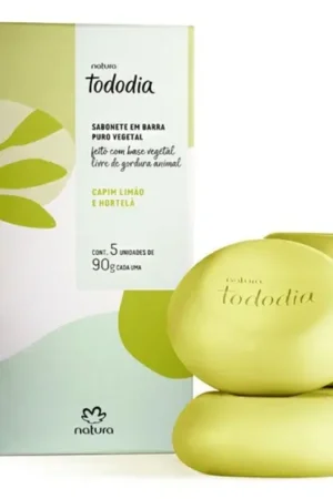 Sabonete hidratante em barra Natura Todo dia Capim Limão e Hortelã- 5 unidades