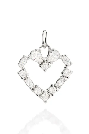 Pingente coração folheado a platina BRANCO 342647 -Rommanel
