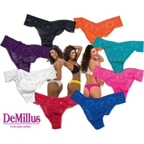 Calcinha Fio Dental Goiaba Demillus 016198 Xamego Renda T. A (PP/ME) B (GR/EG) - Imagem 4