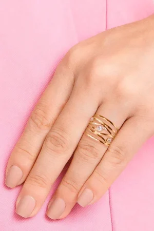 Rommanel – ANEL BANHADO A OURO 18K COM ZIRCÔNIAS