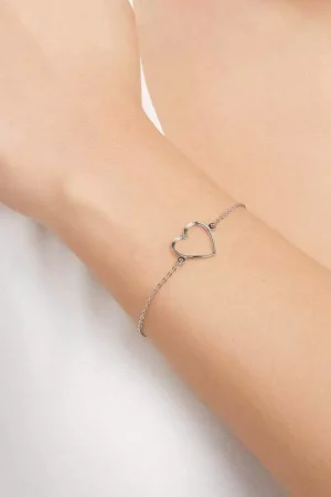 Pulseira com coração banhada a platina Tam 19- 3500031900 Rommanel