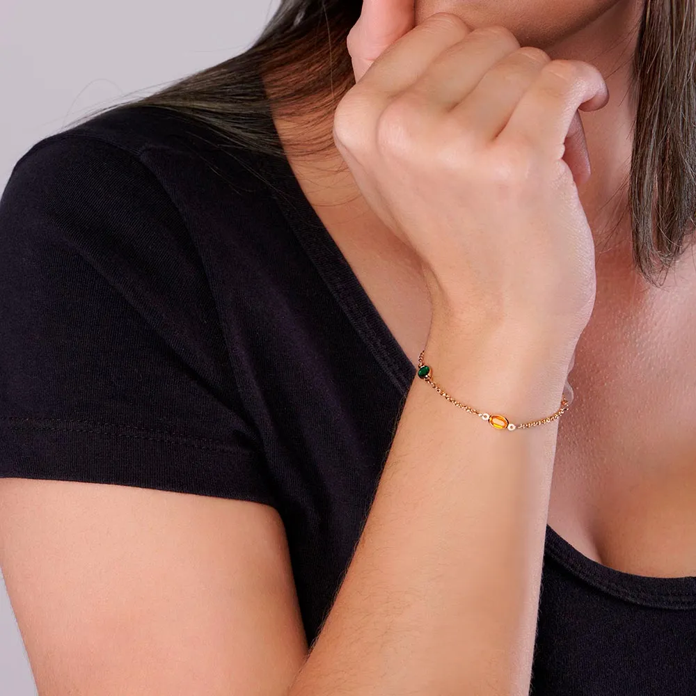 Rommanel-PULSEIRA BANHADA A OURO 18K COM CRISTAIS COLORIDOS – TAM.19 5516241914 - Imagem 2