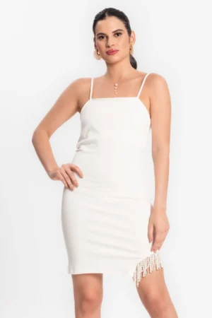 Vestido Feminino Em Ponto Roma Endless Off White