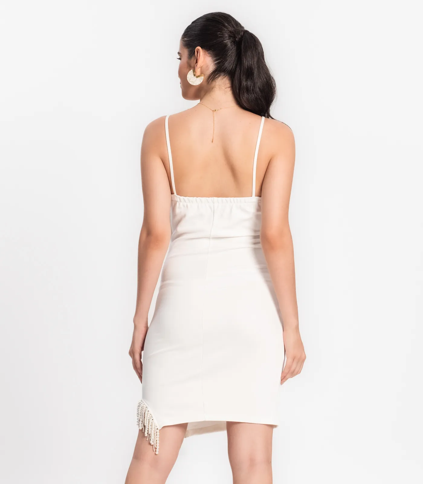 Vestido Feminino Em Ponto Roma Endless Off White - Imagem 3