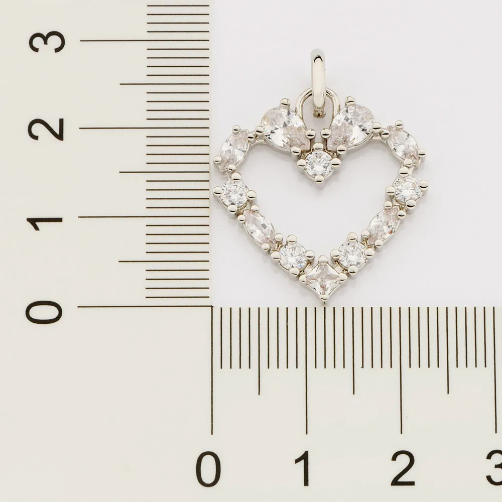 Pingente coração folheado a platina BRANCO 342647 -Rommanel - Imagem 3