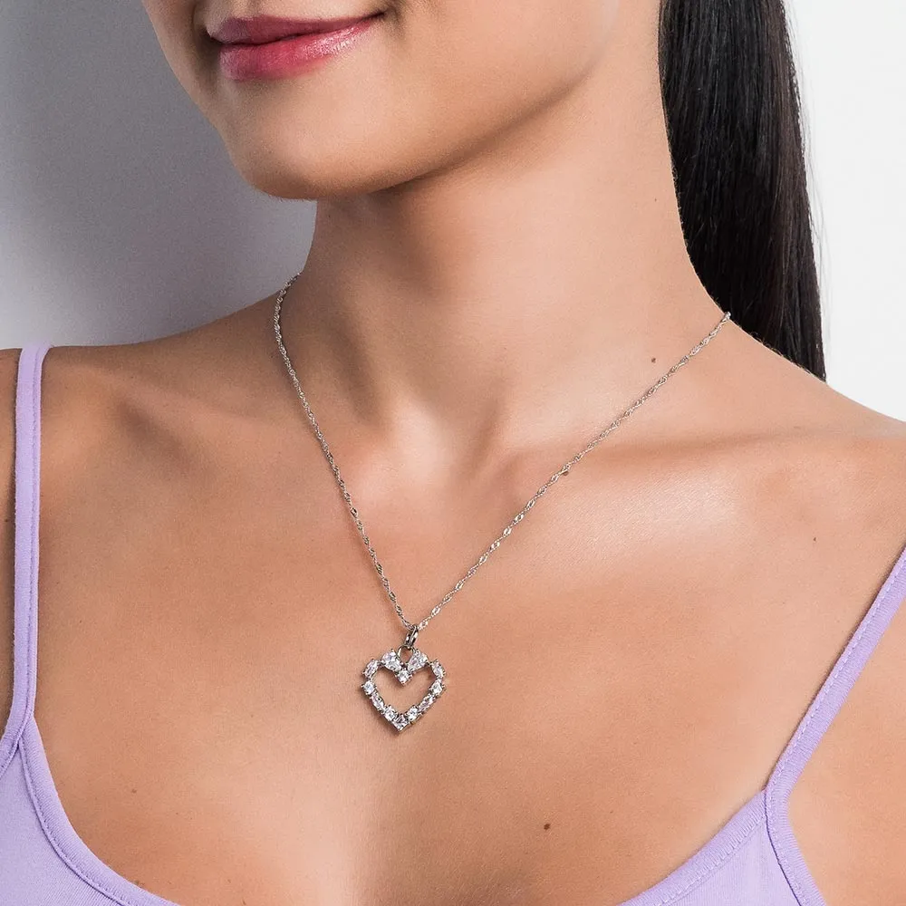 Pingente coração folheado a platina BRANCO 342647 -Rommanel - Imagem 2