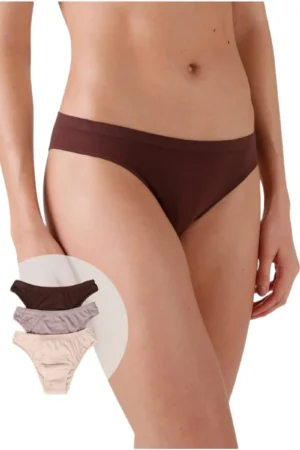 Kit 3 Calcinhas Trifil microfibra ,Biquíni marrom/bege/satin