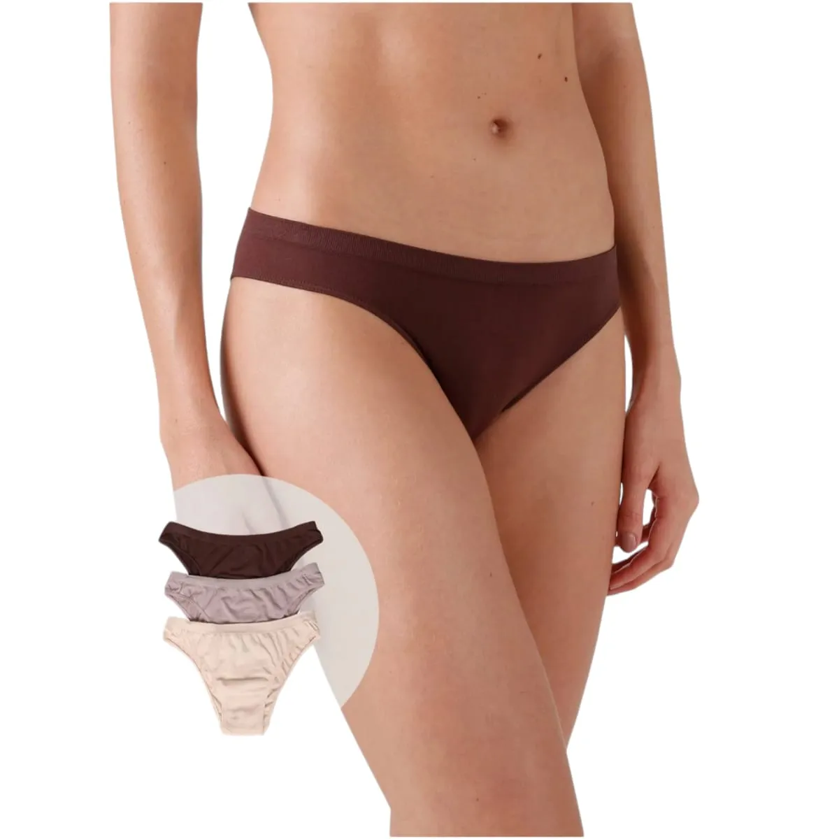 Kit 3 Calcinhas Trifil microfibra ,Biquíni marrom/bege/satin